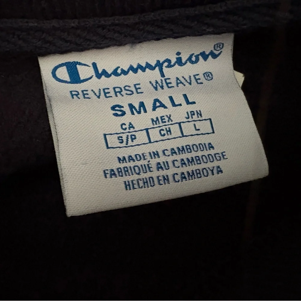 New Champion women's logo cropped long sleeves sweatshirt blue S/M 84% cotton - Picture 4 of 6